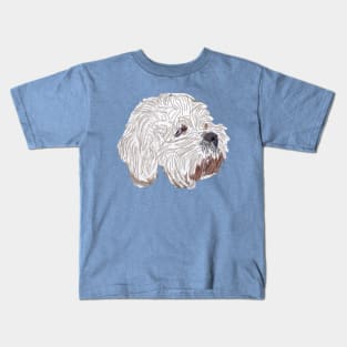 Bichon Frise Mix Dog Portrait Teal Kids T-Shirt